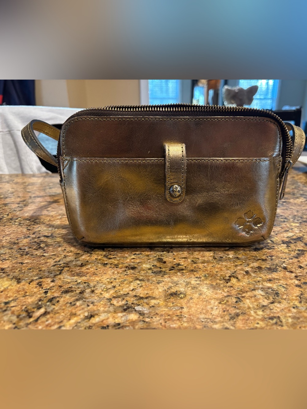 Patricia Nash Alessa Leather Crossbody Bag-Distressed Antique Gold